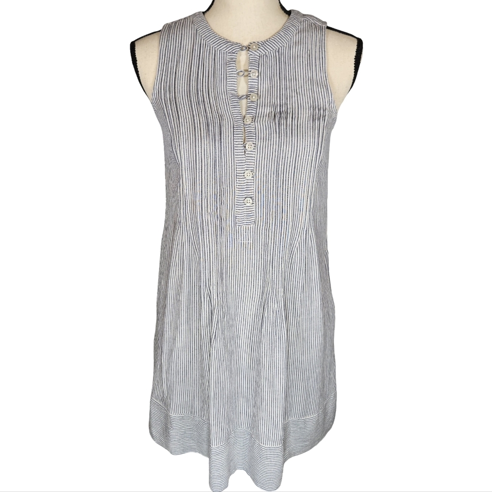 Sleevless Pinstripe A Line Mini Dress, Grey/White, Medium